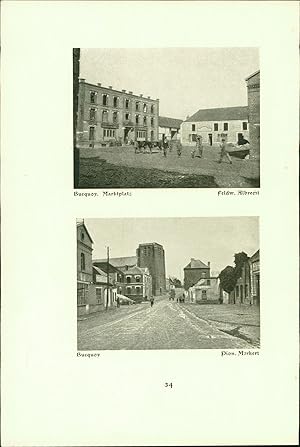 Imagen del vendedor de Bucquoy. Marktplatz. St. A. Mller, Pion. Merkert, Feldw. Albrecht. Stereotyp-Druck nach Photographien der Angehrigen des Reservekorps. a la venta por Bcher bei den 7 Bergen