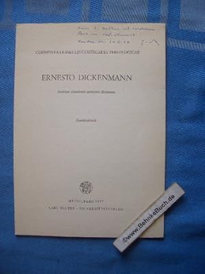 Seller image for Commentationes linguisticae et philologicae Ernesto Dickenmann lustrum claudenti quintum decimum. Sonderdruck. [ed.: Friedrich Scholz .] for sale by Antiquariat BehnkeBuch