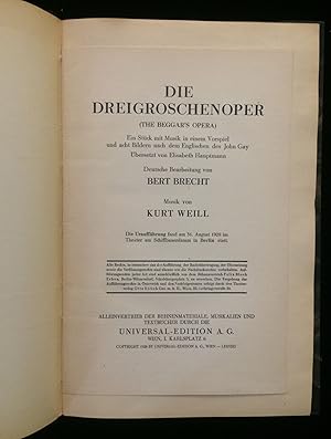 Die Dreigroschenoper. (The Beggar's Opera). Ein Stück mit Musik in einem Vorspiel und acht Bilder...