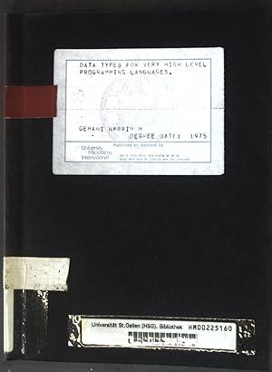 Seller image for Data Types for very high Level Programming Languages; Dissertation; for sale by books4less (Versandantiquariat Petra Gros GmbH & Co. KG)