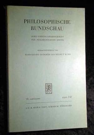 Bild des Verkufers fr 19. Jahrgang Heft 1/2 - Philosophische Rundschau: eine Vierteljahresschrift fr philosophische Kritik. zum Verkauf von Roland Antiquariat UG haftungsbeschrnkt