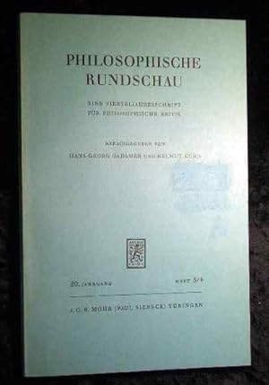 Bild des Verkufers fr 20. Jahrgang Heft 3/4 - Philosophische Rundschau: eine Vierteljahresschrift fr philosophische Kritik. zum Verkauf von Roland Antiquariat UG haftungsbeschrnkt