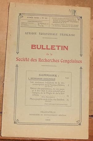 Bulletin de la Société des Recherches Congolaises n°10