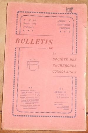 Bulletin de la Société des Recherches Congolaises n°XII