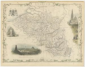 Antique Map of Belgium by J. Rapkin (c.1854)