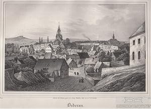 Oederan. Original-Lithographie. Grafik mit Passepartout aus Saxonia. bei Freiberg