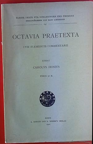Bild des Verkufers fr Octavia Praetexta. Cvn Elementis Commentar II. zum Verkauf von biblion2