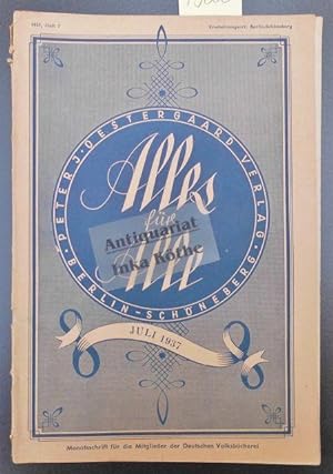 Alles für alle - Juli 1937 - Ausgabe B - der Deutschen Volksbücherei, Peter J. Oestergaard, Berlin -