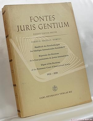 Fontes Juris Gentium Series a  Sectio I  Tomus 1  1922-1930