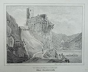 Imagen del vendedor de Werfenstein, Ober-Oesterreich. Lithographie von Mathias Lucovitz, gedruckt bey Jos. Hafner in Linz 1837, 11 x 14,5 cm a la venta por Antiquariat Johannes Mller