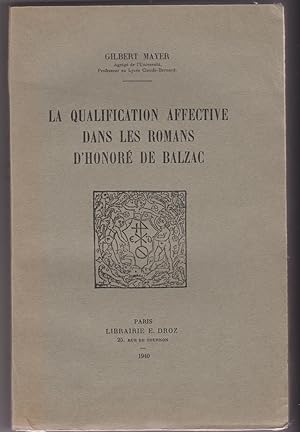 La qualification affective dans les romans d'Honoré de Balzac
