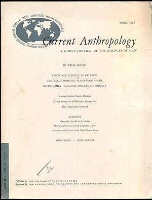 Seller image for Current Anthropology: A World Journal of the Science of Man, April 1981, Vol. 22, No. 2 for sale by Antikvariat Valentinska