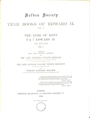 Bild des Verkufers fr Year Books of Edward II, Vol. V, The Eyre of Kent 6 & 7 Edward II zum Verkauf von WeBuyBooks