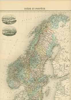 Suède et Norvège (19th Century map of Sweden and Norway).