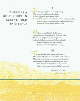Seller image for There Is A Gold Light in Certain Old Paintings.? Broadside. Limited edition. Signed by author, Donald Justice. for sale by Wittenborn Art Books