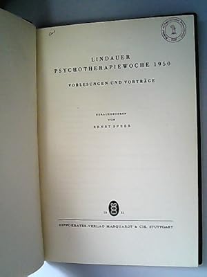 Bild des Verkufers fr Lindauer Psychotherapiewoche 1950. Vorlesung und Vortrge. zum Verkauf von Antiquariat Bookfarm