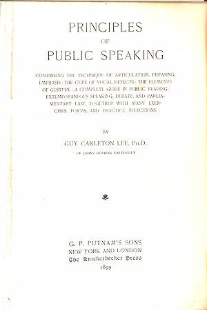 Imagen del vendedor de Principles of Public Speaking a la venta por WeBuyBooks