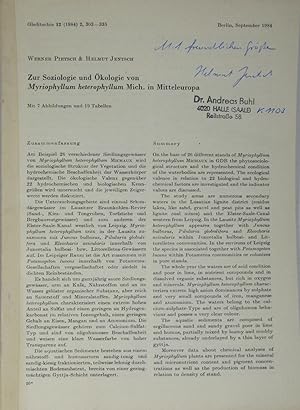 Bild des Verkufers fr Zur Soziologie und kologie von Myriophyllum heterophyllum Mich. in Mitteleuropa, zum Verkauf von Versandantiquariat Hbald