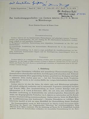 Bild des Verkufers fr Zur Ausbreitungsgeschichte von Lactura tatarica (L.) C. A. Meyer in Mitteleuropa, zum Verkauf von Versandantiquariat Hbald