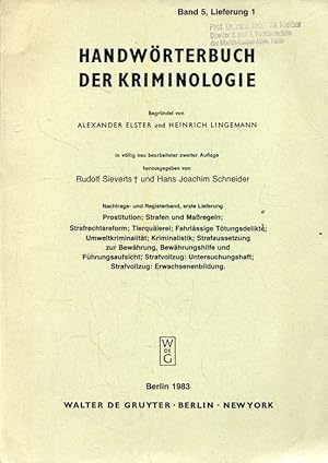 Seller image for Handwrterbuch der Kriminologie: Bd. 5: Lieferung 1. Nachtrags- und Registerband. for sale by ANTIQUARIAT Franke BRUDDENBOOKS