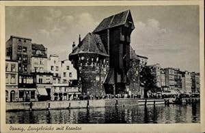 Ansichtskarte / Postkarte Danzig, Langebrücke, Krantor, Teilansicht der Stadt