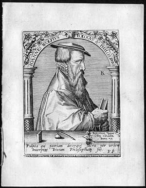Bild des Verkufers fr Ioannes Wolfius, Johann Wolf (1521-1571). Schweizer reformierter Theologe. Portrait. zum Verkauf von Antiquariat Stefan Wulf