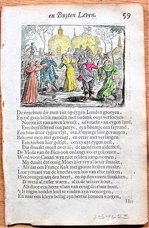 Seller image for Antique Copperplate Miniature Engraving: BL59 from Ouderdom, Buyten Leven, en Hof Gedachten for sale by Ken Jackson