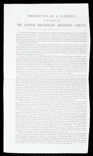 Imagen del vendedor de Prospectus of a company, to be designated the Scottish Phillipsland Emigration Company. a la venta por Douglas Stewart Fine Books
