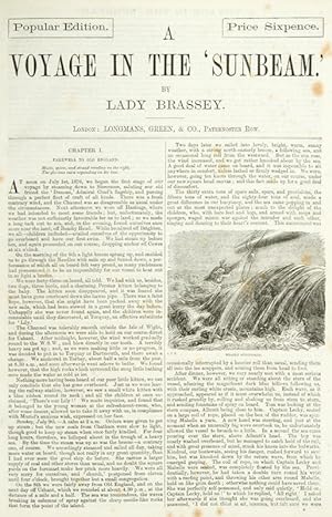 Seller image for A voyage in the ?Sunbeam?. By Lady Brassey. Popular edition. Price Sixpence. for sale by Douglas Stewart Fine Books