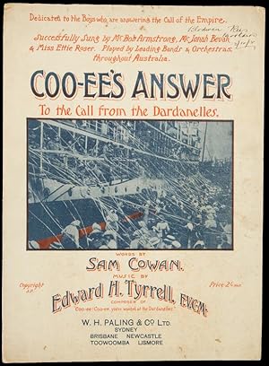 Bild des Verkufers fr [SHEET MUSIC] Cooee?s answer (to the call from the Dardanelles) zum Verkauf von Douglas Stewart Fine Books