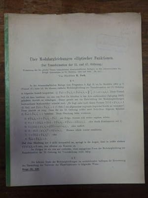 Über Modulargleichungen elliptischer Funktionen (Zur Transformation der 23. und 47. Ordnung) [3. ...