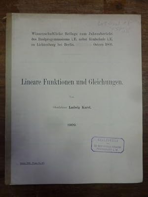 Lineare Funktionen und Gleichungen, Jahresbericht / Realprogymnasium i.E. nebst Realschule i.E. z...