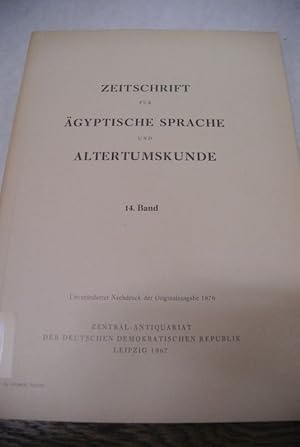 Bild des Verkufers fr Zeitschrift fr gyptische Sprache und Altertumskunde. 14. Jg. (1876). Beispielaufsatz: Der Traum Knigs Thutmes IV. bei der Sphinx. zum Verkauf von Antiquariat Bookfarm