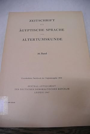 Bild des Verkufers fr Zeitschrift fr gyptische Sprache und Altertumskunde. 30. Jg. (1892). Beispielaufsatz: Der Name des Knigs von Untergypten. zum Verkauf von Antiquariat Bookfarm