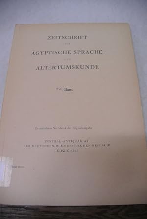 Bild des Verkufers fr Zeitschrift fr gyptische Sprache und Altertumskunde. 34. Jg. (1896). Beispielaufsatz: Hebrische Inschrift aus Antinoe. zum Verkauf von Antiquariat Bookfarm