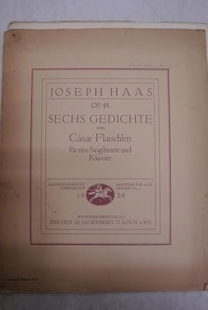 Bild des Verkufers fr Op. 48. Sechs Gedichte von Csar Flaischlen fr eine Singstimme und Klavier. (= VN 2641) zum Verkauf von Antiquariat Bookfarm