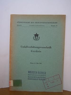 Imagen del vendedor de Unfallverhtungsvorschrift Gerste. Gltig ab 1. Mrz 1953 a la venta por Antiquarische Bcher Schmidbauer