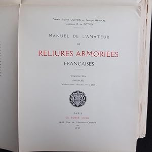 Manuel de l'Amateur de Reliures Françaises -par Olivier & Hermal 20ème série