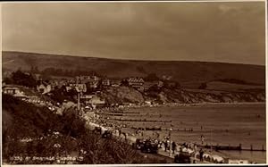 Ansichtskarte / Postkarte Swanage Dorset England, Strand und Küstenpanorama, Cafe