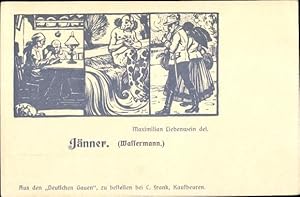 Künstler Ansichtskarte / Postkarte Jänner, Sternzeichen Wassermann, Aquarius, 21. Januar bis 18. ...