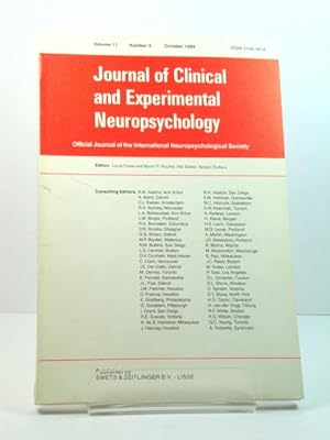 Bild des Verkufers fr Journal of Clinical and Experimental Neuropsychology: Volume 11, Number 5, October 1989 zum Verkauf von PsychoBabel & Skoob Books