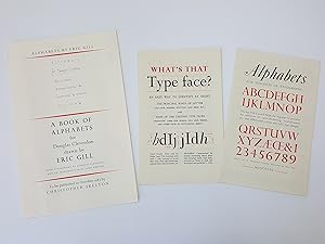 Seller image for Alphabets for Students of Typography; What's That Type face?; Publisher's announcement and order form for: A Book of Alphabets for Douglas Cleverdon drawn by Eric Gill [3 leaflets relating to Eric Gill] for sale by Keoghs Books
