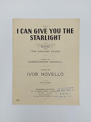 Seller image for I can Give you Starlight, song from The Dancing Years (Sheet music for voice and piano) plus Signed Postcard of Ivan Novello for sale by Keoghs Books
