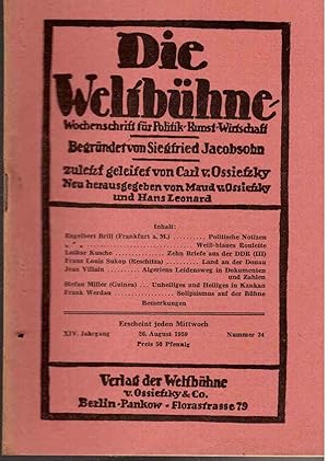 Die Weltbühne. Wochenschrift für Politik, Kunst, Wirtschaft. XIV. Jahrgang, Nr. 34 vom 26. Aug. 1959