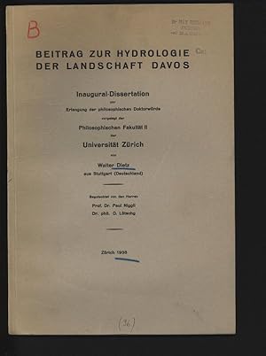 Imagen del vendedor de Beitrag zur Hydrologie der Landschaft Davos. Inaugural-Dissertation. a la venta por Antiquariat Bookfarm