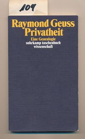 Bild des Verkufers fr Privatheit - Eine Genealogie zum Verkauf von Buchhandlung Lutz Heimhalt