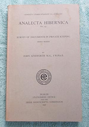 Image du vendeur pour Analecta Hibernica No. 25: Survey Of Documents In Private Keeping, Third Series mis en vente par Glenbower Books