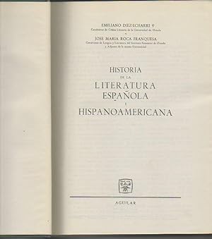 Imagen del vendedor de HISTORIA DE LA LITERATURA ESPAOLA E HISPANOAMERICANA. a la venta por Librera Javier Fernndez