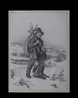 Erfolgreiche Jagd. Kreidelithografie. Um 1850.