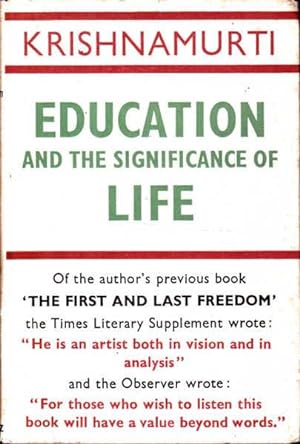 Image du vendeur pour Education and the Significance of Life mis en vente par Goulds Book Arcade, Sydney